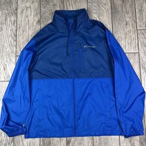 Columbia Rain Jacket Mens L Blue Full‎ Zip Lightweight Windbreaker